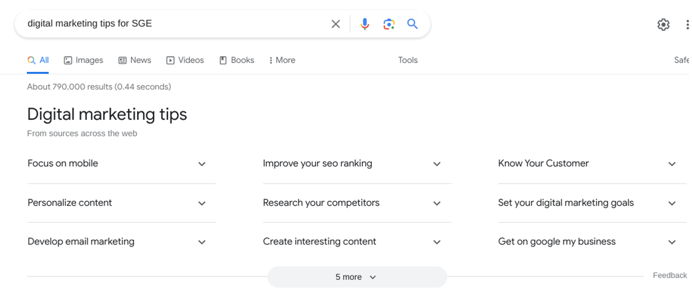 SGE - Google's new way of showing search results