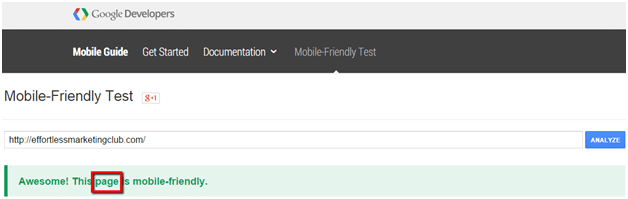 mobile friendly test analyzer